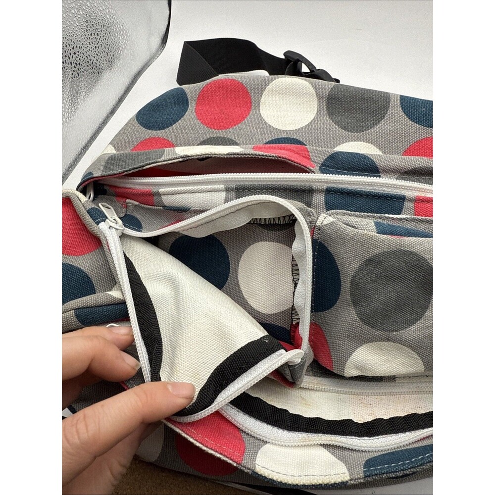 KAVU Got Dots Crossbody Bag Backpack Pink Blue Polka Dot Canvas Travel Purse - Picture 6 of 15